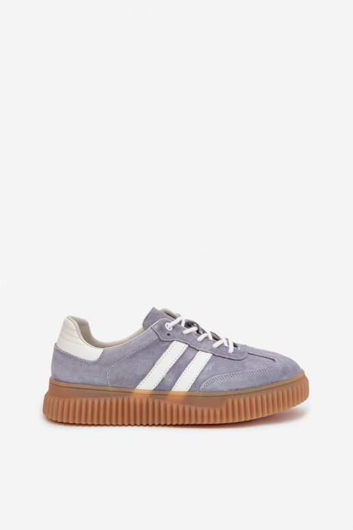 Sneakers in suede blu con plateau Tai turirisae