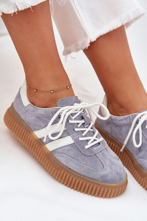 dalla pelle scamosciata Scarpe modello sneakers Femminile con una piattaforma colore blu Deverisae