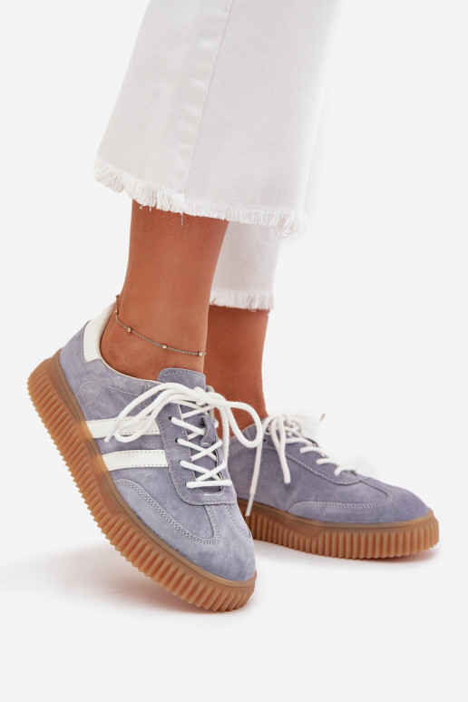 dalla pelle scamosciata Scarpe modello sneakers Femminile con una piattaforma colore blu Deverisae