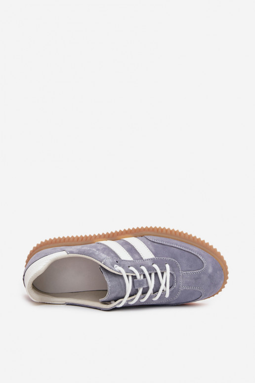 dalla pelle scamosciata Scarpe modello sneakers Femminile con una piattaforma colore blu Deverisae