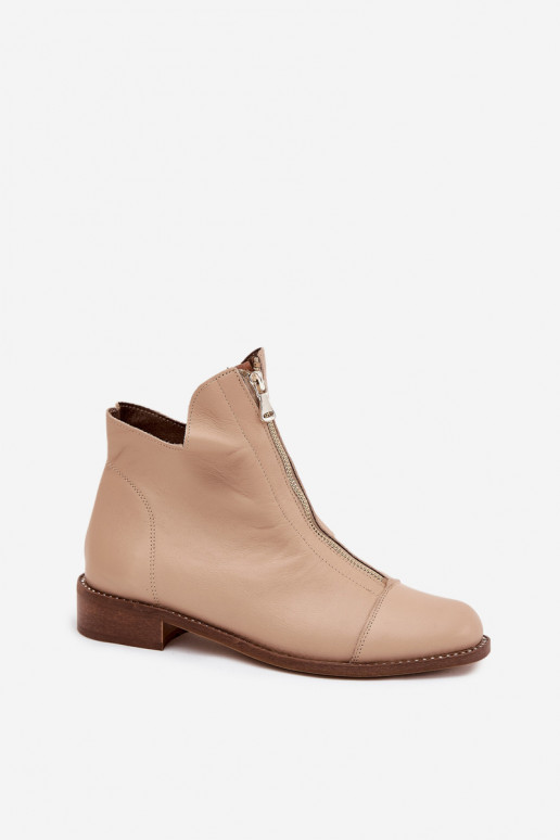 Stivaletti in pelle color sabbia con zip Zazoo 2785/079