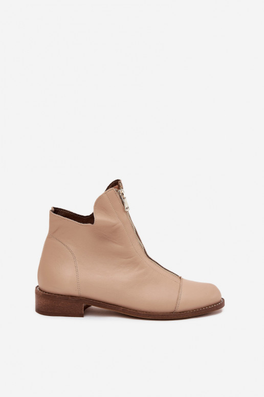 Stivaletti in pelle color sabbia con zip Zazoo 2785/079