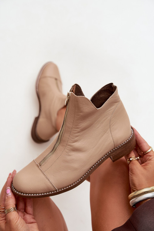 Pelle Stivali con cerniere Zazoo 2785/079 beige
