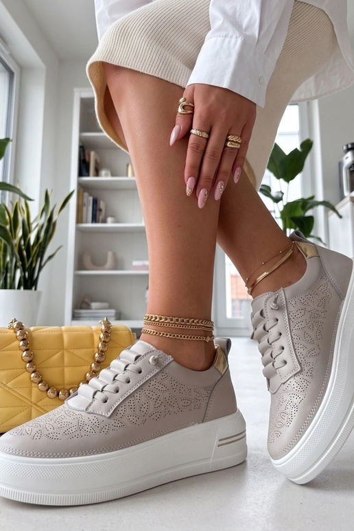 Sneakers beige in pelle naturale Cambell