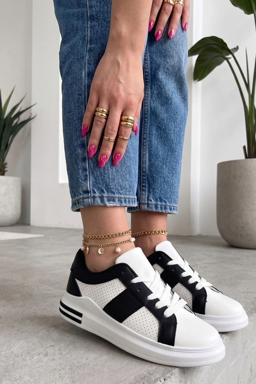 Sneakers perforati bianco-neri Sophia
