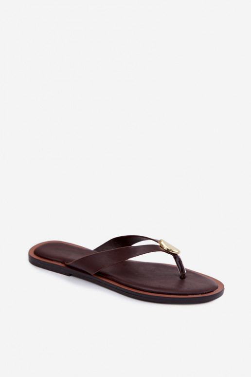 isoscele Pantofole Pantofole Femminile Ze colore doratom Detalem CzekoladoAe Tella