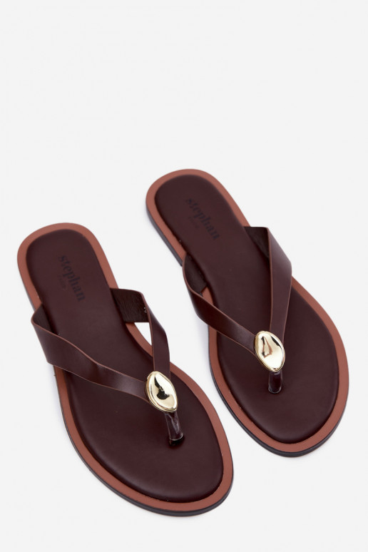 isoscele Pantofole Pantofole Femminile Ze colore doratom Detalem CzekoladoAe Tella