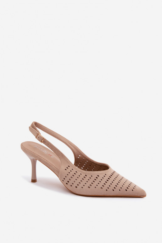Sandali in suede sintetico color sabbia con tacchi sottili Torielle