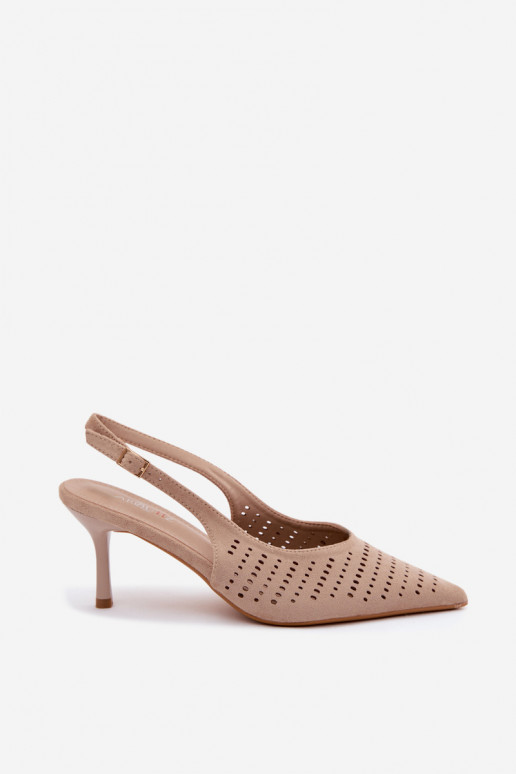 Sandali in suede sintetico color sabbia con tacchi sottili Torielle