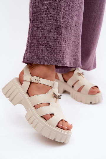 Sandali con piattaforma da donna con fibbia Vinceza 79627, colore sabbia