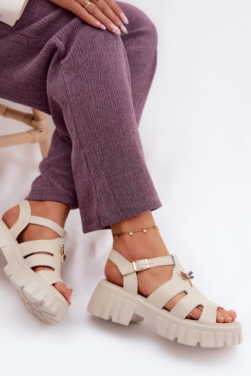 Sandali con piattaforma da donna con fibbia Vinceza 79627, colore sabbia