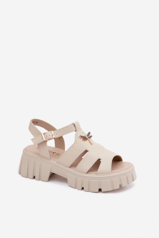 Sandali con piattaforma da donna con fibbia Vinceza 79627, colore sabbia