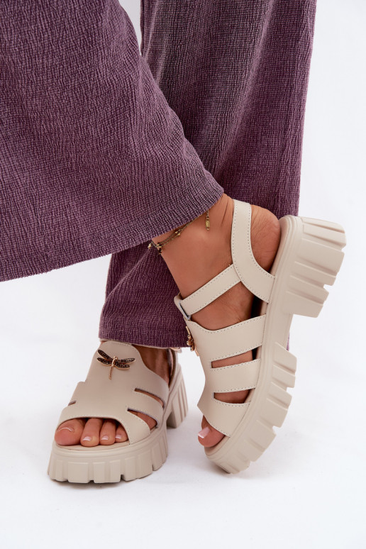 Sandali con piattaforma da donna con fibbia Vinceza 79627, colore sabbia