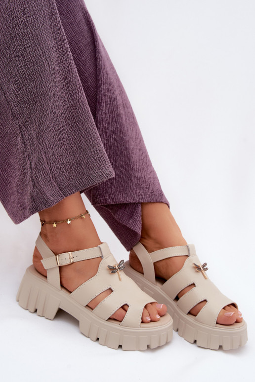 Sandali con piattaforma da donna con fibbia Vinceza 79627, colore sabbia