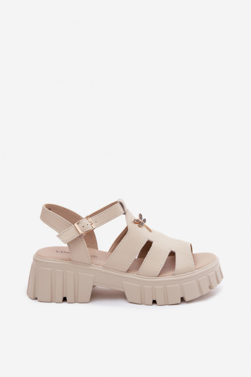 Sandali con piattaforma da donna con fibbia Vinceza 79627, colore sabbia