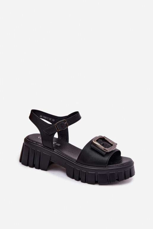 Sandali con piattaforma da donna con fibbie Vinceza 79611, colore nero