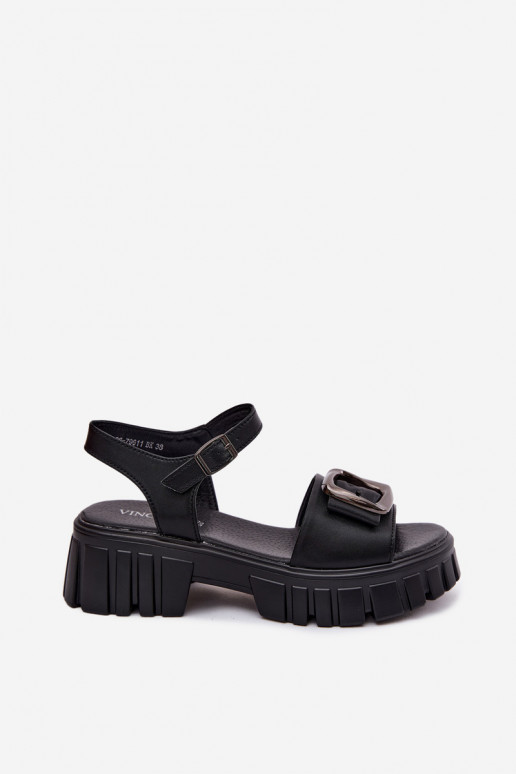 Sandali con piattaforma da donna con fibbie Vinceza 79611, colore nero