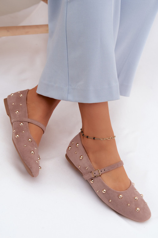 Ballerine con decorazioni e nastri color sabbia Cuddly