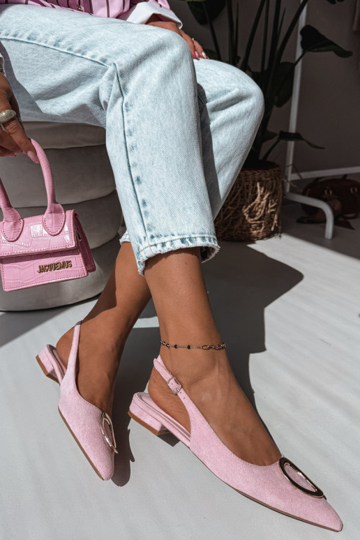 Sandali da donna con tacco largo e ornamenti di colore rosa di Sparkle