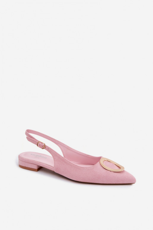 Sandali da donna con tacco largo e ornamenti di colore rosa di Sparkle