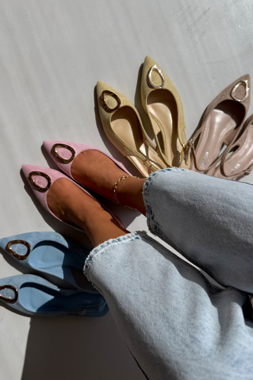 Sandali da donna con tacco largo e ornamenti di colore rosa di Sparkle
