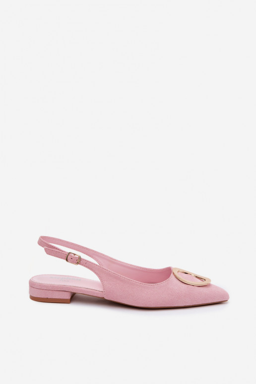 Sandali da donna con tacco largo e ornamenti di colore rosa di Sparkle