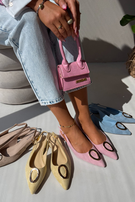 Sandali da donna con tacco largo e ornamenti di colore blu di Sparkle