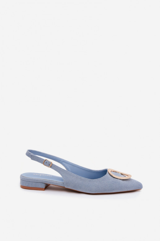 Sandali da donna con tacco largo e ornamenti di colore blu di Sparkle