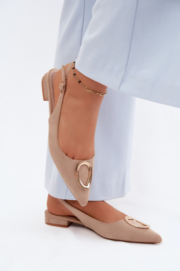 Sandali da donna con tacco largo e ornamenti di colore sabbia di Sparkle 2