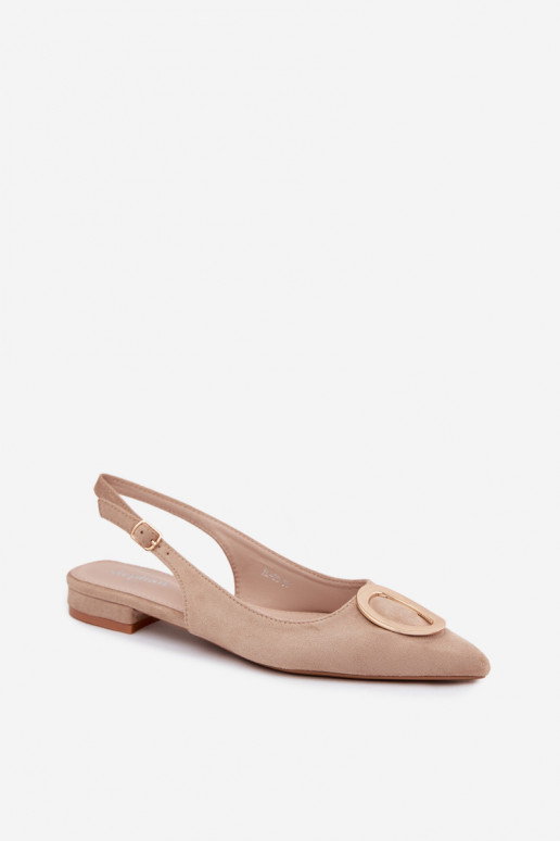 Sandali da donna con tacco largo e ornamenti di colore sabbia di Sparkle