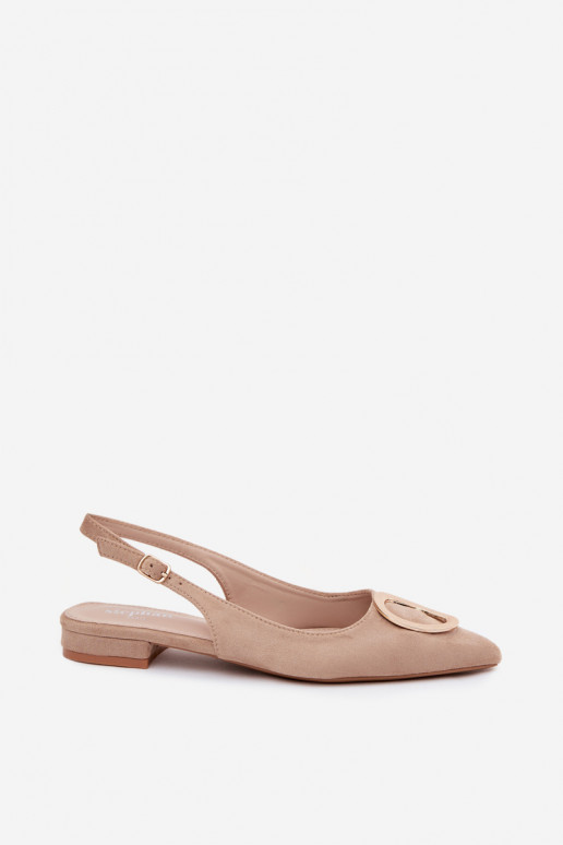 Sandali da donna con tacco largo e ornamenti di colore sabbia di Sparkle