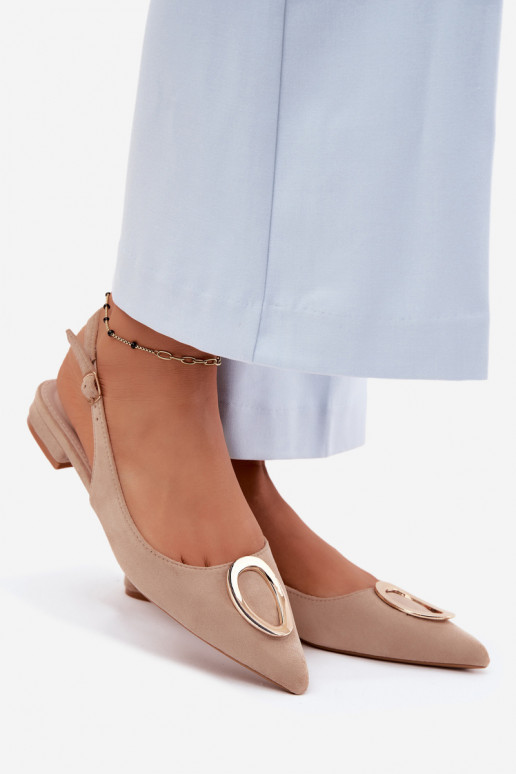 Sandali da donna con tacco largo e ornamenti di colore sabbia di Sparkle