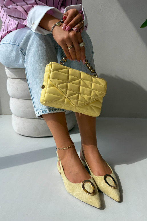 Sandali da donna con tacco largo e ornamenti di colore giallo di Sparkle