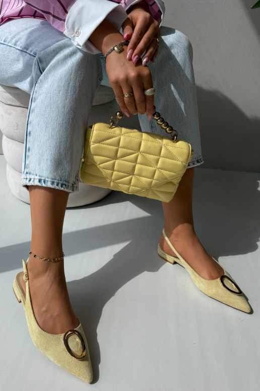 Sandali da donna con tacco largo e ornamenti di colore giallo di Sparkle