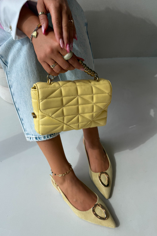 Sandali da donna con tacco largo e ornamenti di colore giallo di Sparkle