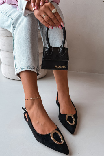 Sandali da donna con tacco largo e ornamenti di colore nero di Sparkle