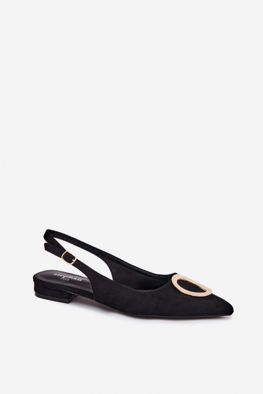 Sandali da donna con tacco largo e ornamenti di colore nero di Sparkle