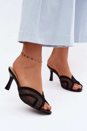Pantofole con tacco Starla in nero