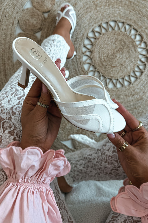 Pantofole con tacco Starla in bianco