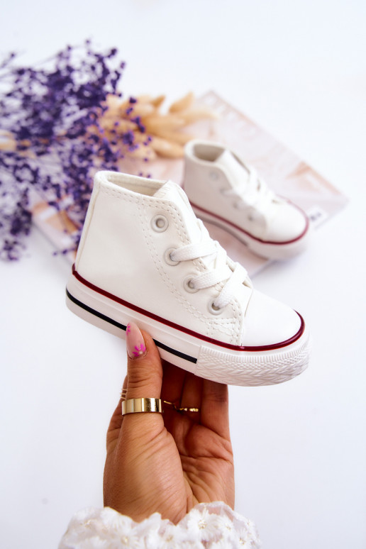 Sneaker alte bianche in pelle per bambini Tai turirney