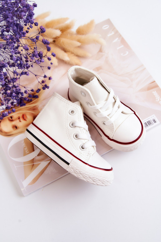 Sneaker alte bianche in pelle per bambini Tai turirney