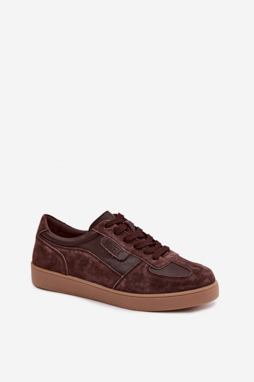 Scarpe sneakers da donna in camoscio Vinceza 7933 color cioccolato