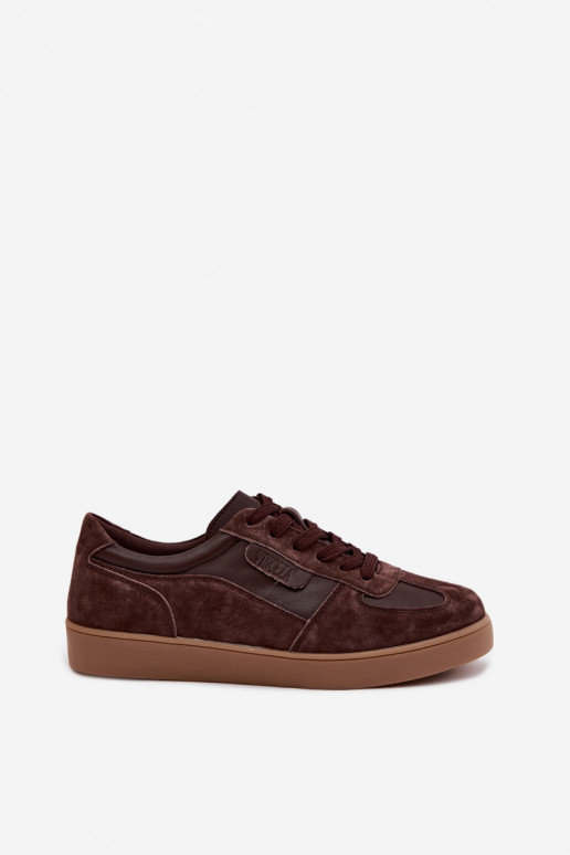 Scarpe sneakers da donna in camoscio Vinceza 7933 color cioccolato