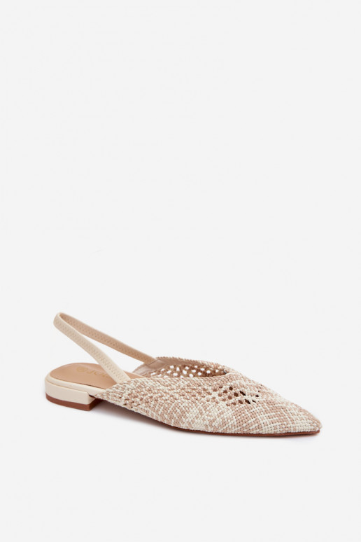 Sandali color sabbia da donna con tacco largo e decorazioni Lelrene