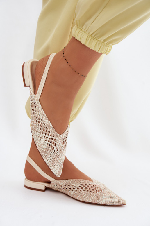 Sandali color sabbia da donna con tacco largo e decorazioni Lelrene