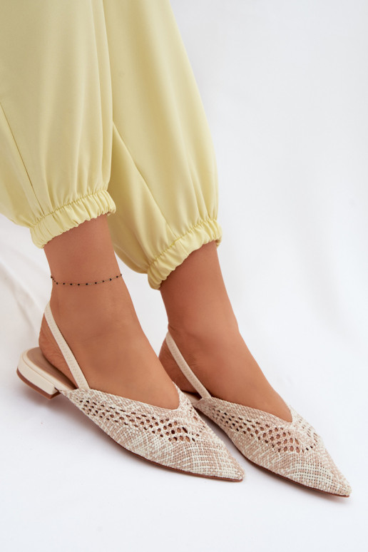 Sandali color sabbia da donna con tacco largo e decorazioni Lelrene