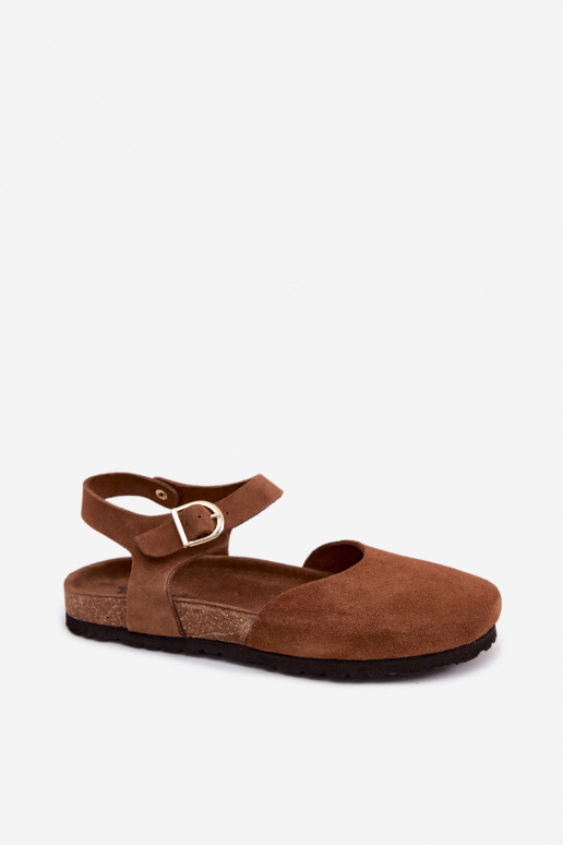 Sandali in pelle scamosciata con punta chiusa Tai turiciejka H7365-02 marroni