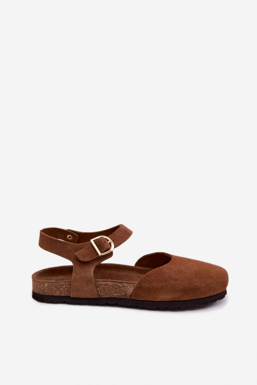 Sandali in pelle scamosciata con punta chiusa Tai turiciejka H7365-02 marroni