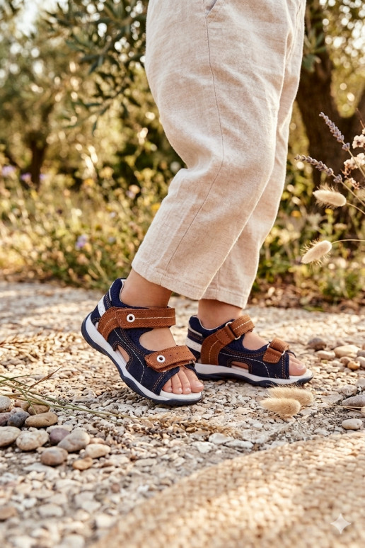 Sandali in camoscio Bartek 84408-66 per ragazzi in blu-marrone