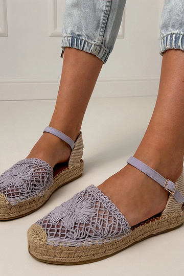Sandali espadrilles viola in pizzo Santos